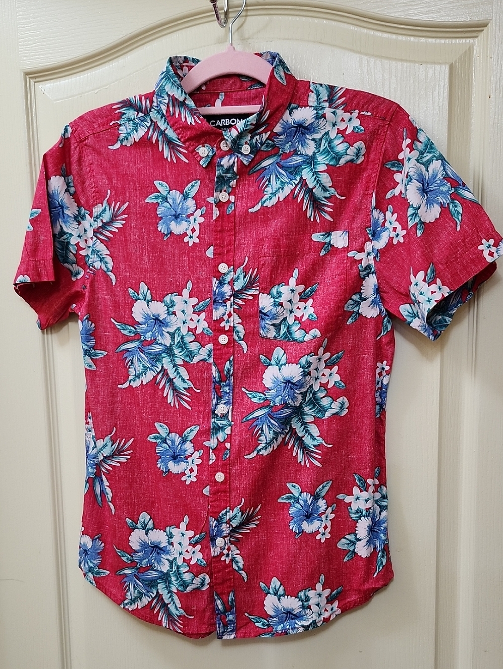 CARBON FLORAL SHORT SLEEVE BUTTON-DOWN SHIRT
